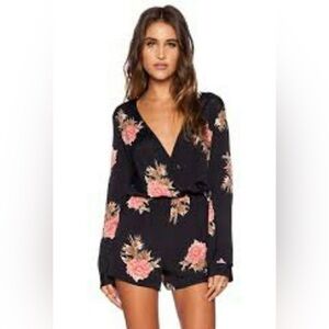 Floral V-Neck Long Sleeve Romper